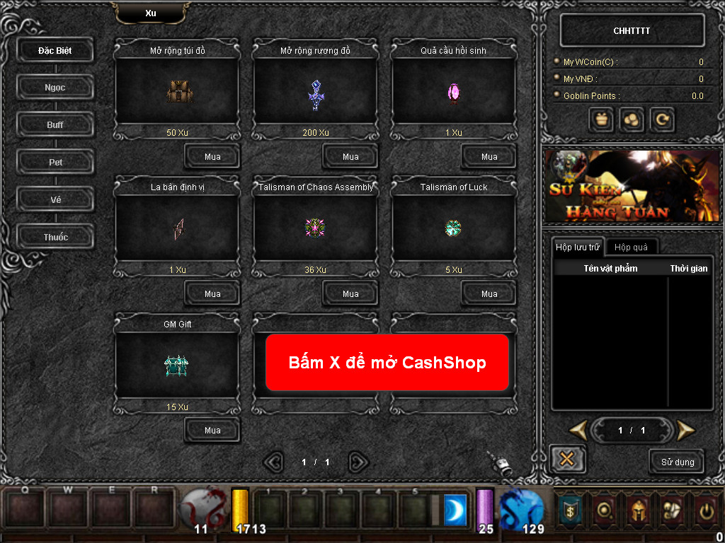 Chức năng chính của Game MU Thời Đại